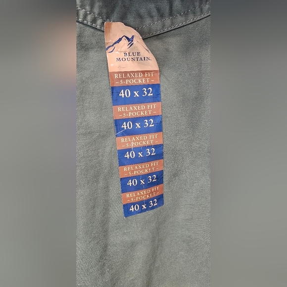 Blue Mountain Men's Canvas Relaxed Fit 5 Pocket Pants Men 40 X 32 NWT Green - Picture 6 of 9